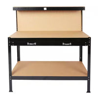 45 .3 In. Outdoor Garden Black Wooden 2-Tier Workbench Trellis with 2-Drawers