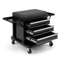 3-Drawer Tool Chest Rolling Mechanic Seat with Tool Trays,350Lbs Max Weight Capacity,Black