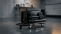 3-Drawer Tool Chest Rolling Mechanic Seat with Tool Trays,350Lbs Max Weight Capacity,Black — Lifestyle