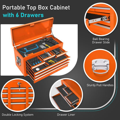 8-Drawer 2 in 1 Rolling Tool Chest Cabinet Garage Storage Toolbox with Detachable Top Tool Box and Universal Lockable Wheels