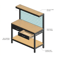 45 .3 In. Outdoor Garden Black Wooden 2-Tier Workbench Trellis with 2-Drawers — How It Works