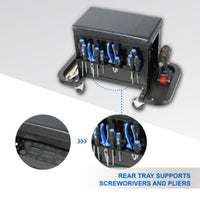 3-Drawer Tool Chest Rolling Mechanic Seat with Tool Trays,350Lbs Max Weight Capacity,Black