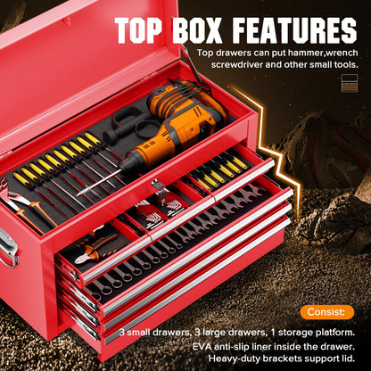 8-Drawer 2 in 1 Rolling Tool Chest Cabinet Garage Storage Toolbox with Detachable Top Tool Box and Universal Lockable Wheels