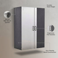 Asti Wood Wall Mounted Garage Cabinet in Gray (31.4 In. W X 78.7 In. H X 19.6 In. D) — infographic