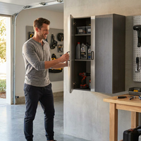 Asti Wood Wall Mounted Garage Cabinet in Gray (31.4 In. W X 78.7 In. H X 19.6 In. D) — Lifestyle