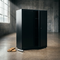Elite Series 36 In. W X 72 In. H X 24 In. D 22-Gauge 5-Shelf Steel Freestanding Garage Storage Cabinet in Black — Studio Shot