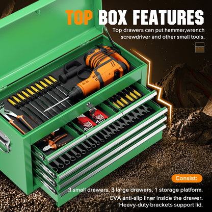 8-Drawer 2 in 1 Rolling Tool Chest Cabinet Garage Storage Toolbox with Detachable Top Tool Box and Universal Lockable Wheels