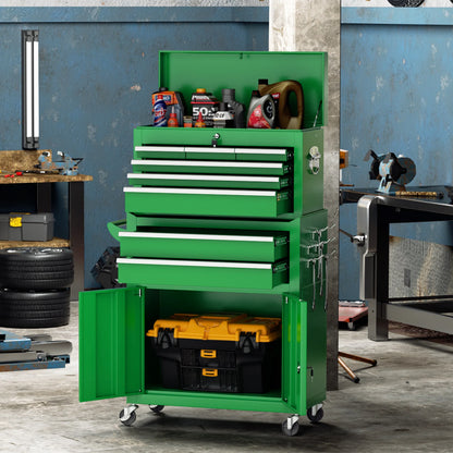 8-Drawer 2 in 1 Rolling Tool Chest Cabinet Garage Storage Toolbox with Detachable Top Tool Box and Universal Lockable Wheels