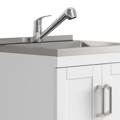 Kyle 24" Laundry Cabinet with Faucet and Stainless Steel Sink