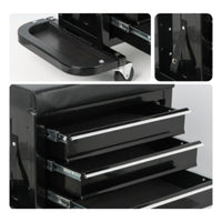 3-Drawer Tool Chest Rolling Mechanic Seat with Tool Trays,350Lbs Max Weight Capacity,Black