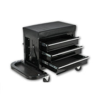 3-Drawer Tool Chest Rolling Mechanic Seat with Tool Trays,350Lbs Max Weight Capacity,Black