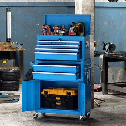 8-Drawer 2 in 1 Rolling Tool Chest Cabinet Garage Storage Toolbox with Detachable Top Tool Box and Universal Lockable Wheels