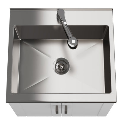 Kyle 24" Laundry Cabinet with Faucet and Stainless Steel Sink